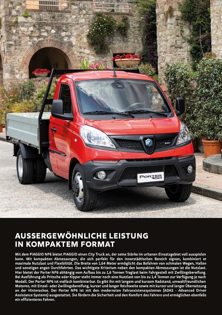 Piaggio NP6 neues Modell 2025 kaufen - Piaggio Porter aktuelles Modell